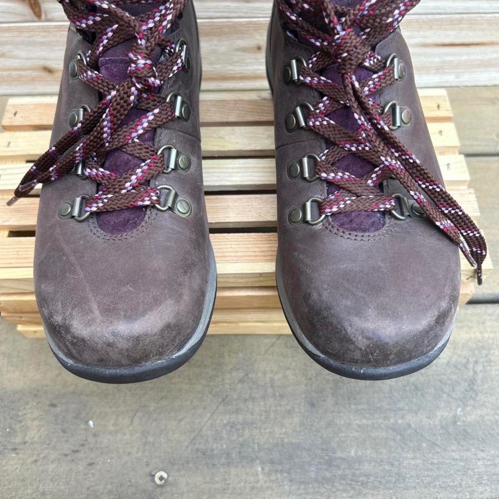 Brown and Purple Leather Dansko Chelsey Boot Hiking Boots w/ Faux Fur Lining - Picture 6 of 8